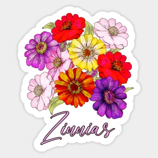 Zinnia Wonders: Summer Blooms, Floral Gifts, and Zinnia Flower Delights Sticker